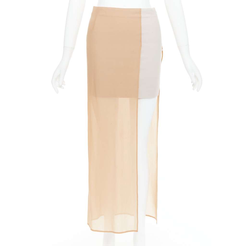 Maison Martin Margiela Sheer Asymmetric Skirt Beige Good - Front View