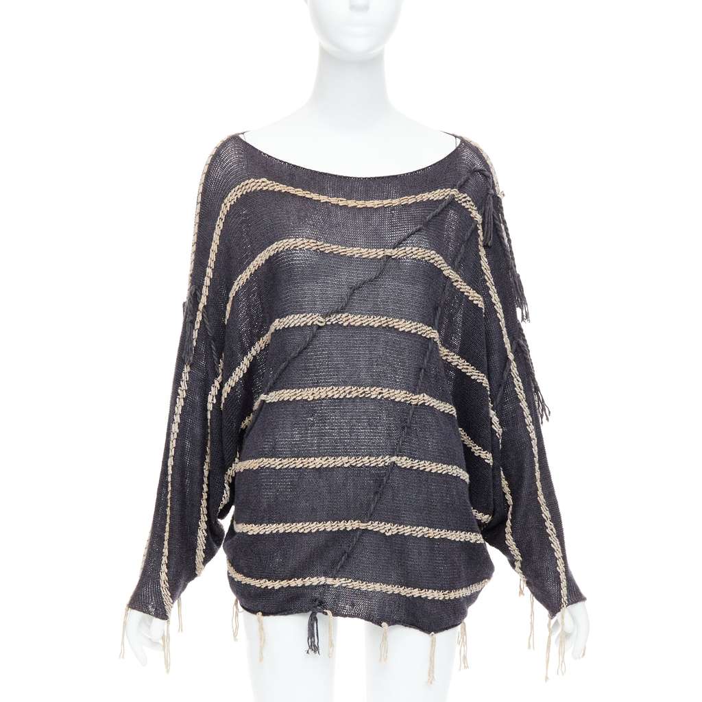 Issey Miyake Fringe striped shirt Grey Cotton Never worn - Front View