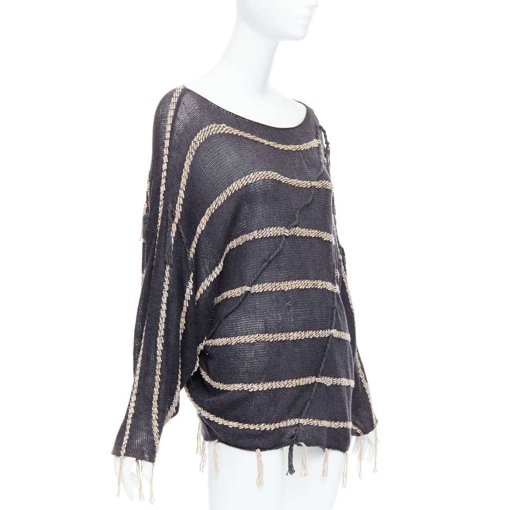 Issey Miyake Fringe striped shirt Grey Cotton Never worn - Inside View