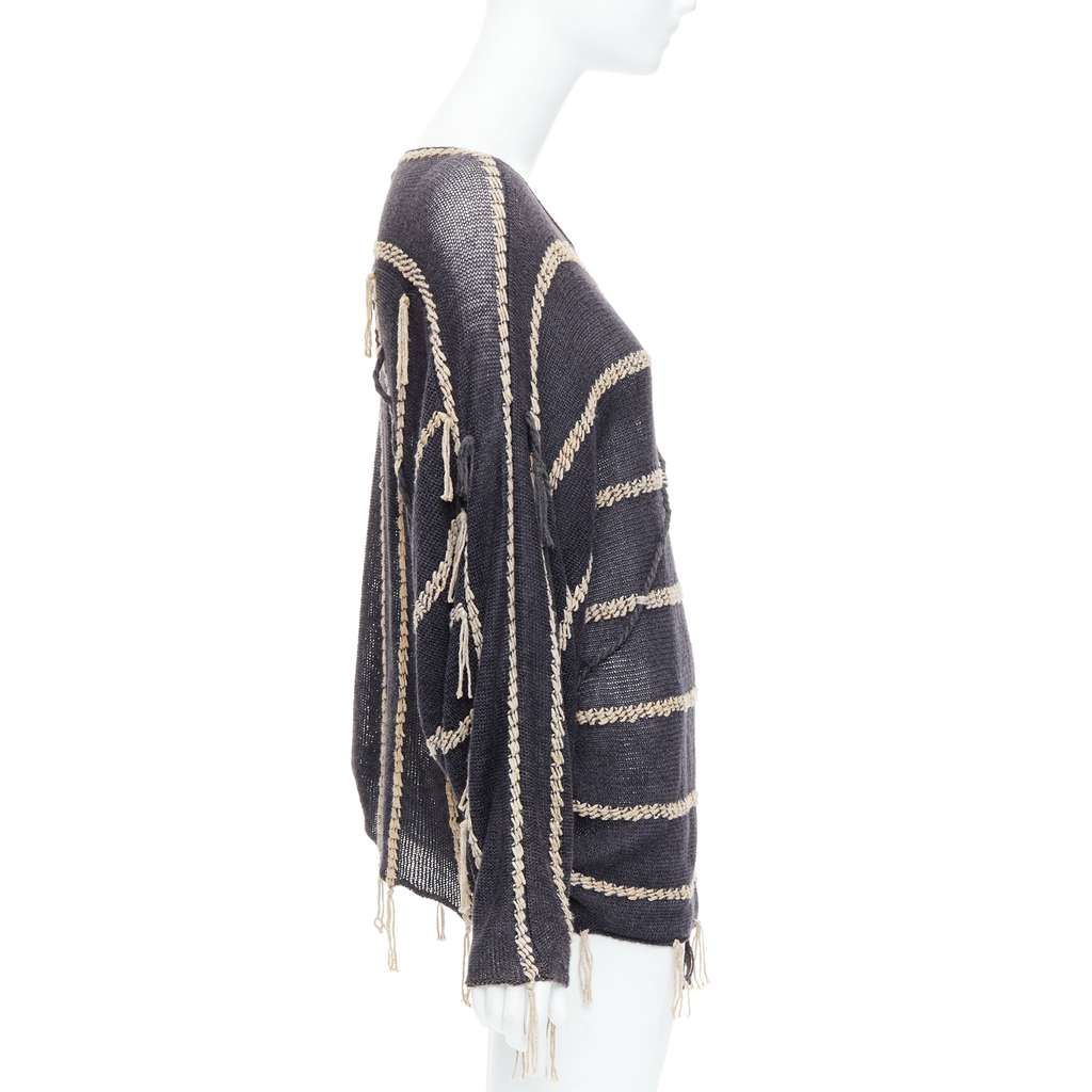Issey Miyake Fringe striped shirt Grey Cotton Never worn - Model View