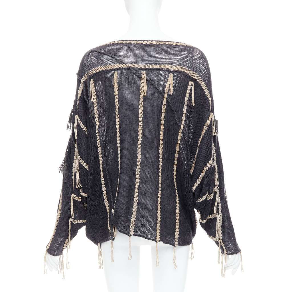 Issey Miyake Fringe striped shirt Grey Cotton Never worn - Box View