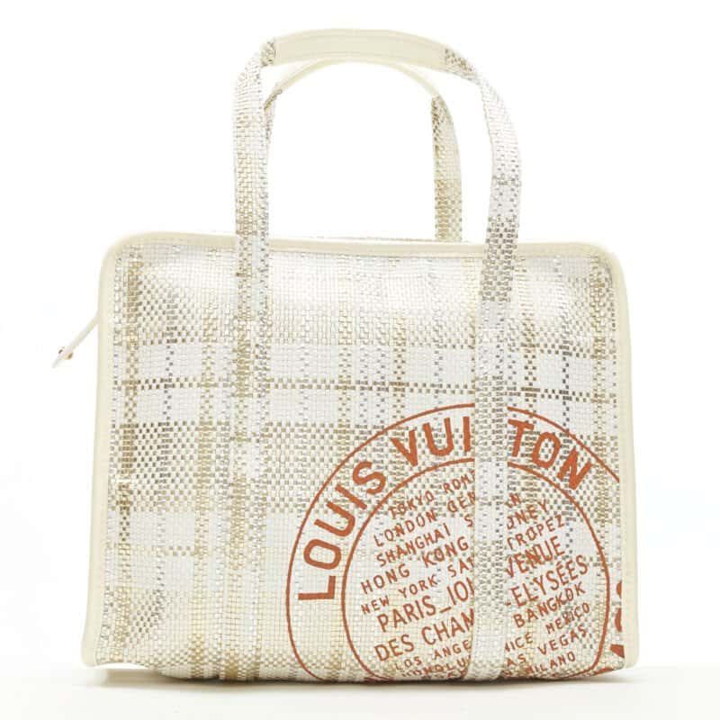 Louis Vuitton Metallic Shopper Tote White Leather Very good - Front View