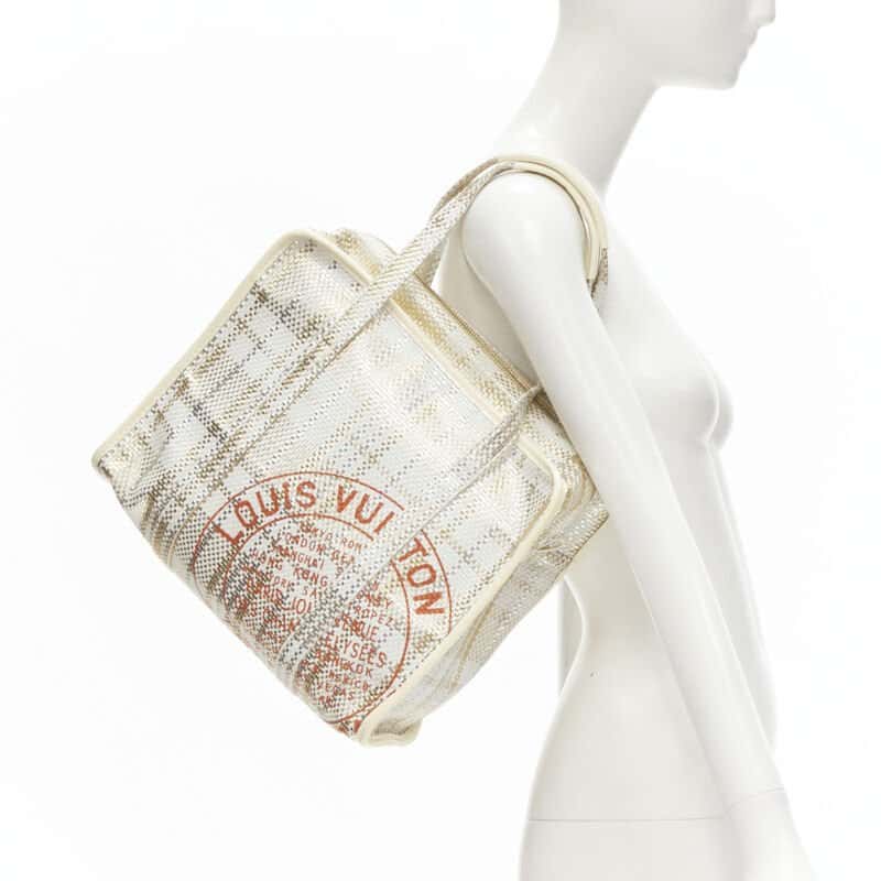 Louis Vuitton Metallic Shopper Tote White Leather Very good - Back View
