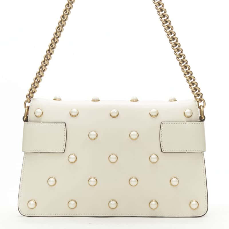Gucci Bee Pearl Bag Beige Leather Very good - Box View