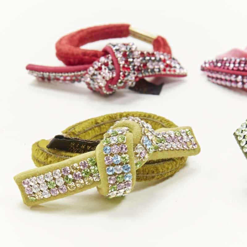 Unsigned Crystal Bow Hair Tie MultiColor Never worn - Model View