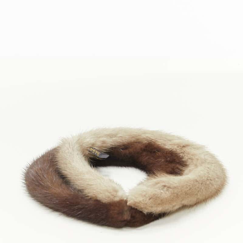 Unsigned Mink Fur Headband Brown Fur Never worn - Inside View