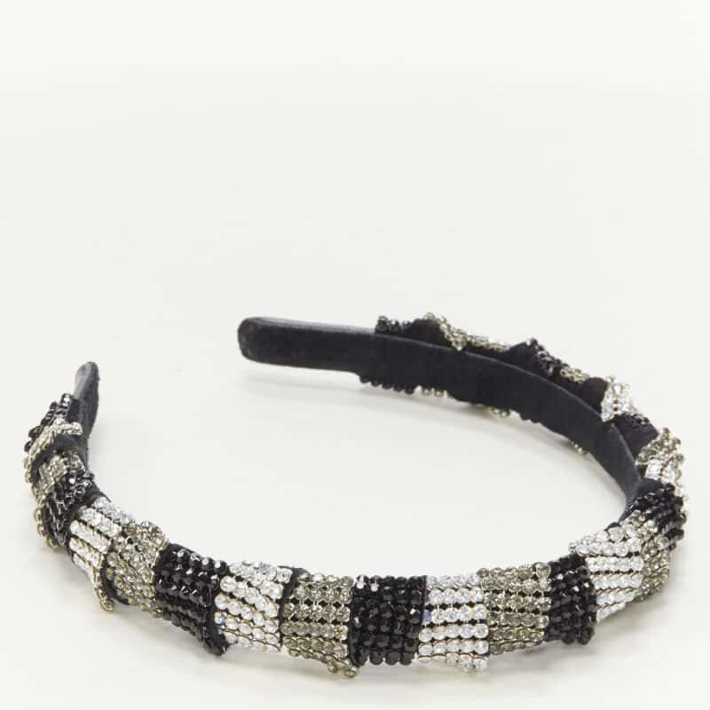 Unsigned Crystal Black Headband Black Suede Never worn - Back View
