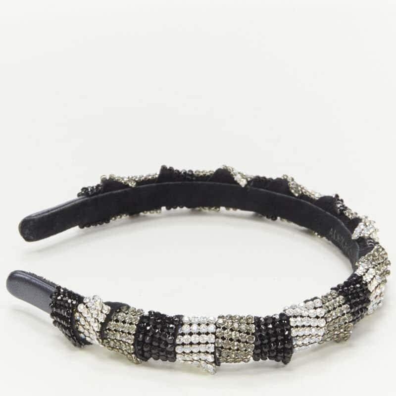 Unsigned Crystal Black Headband Black Suede Never worn - Inside View