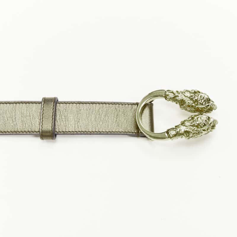 Gucci Hammered Buckle Leather Belt Gold Leather Very good - Inside View
