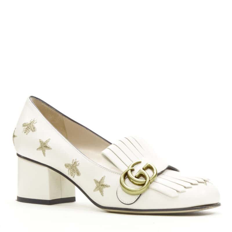 Gucci Bee Star Loafers Beige Leather Very good condition - Back View