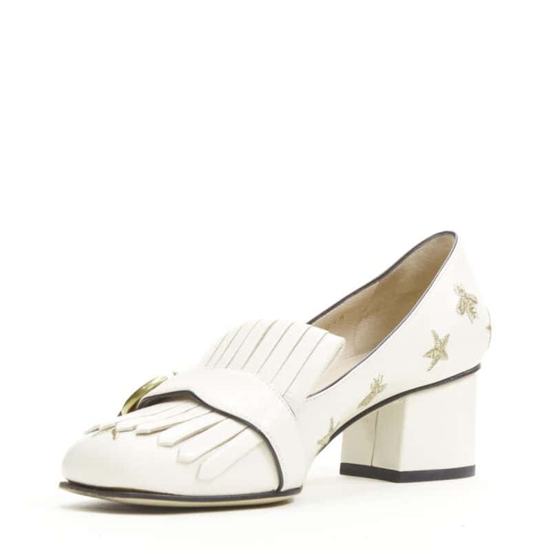 Gucci Bee Star Loafers Beige Leather Very good condition - Model View