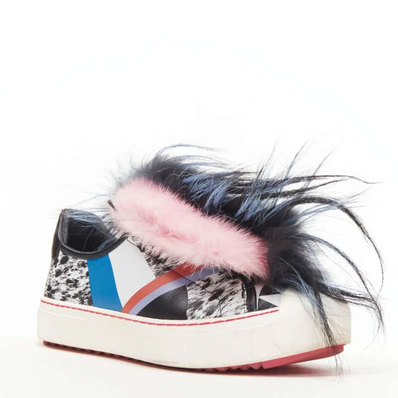 Fendi Pink Mohawk Sneakers MultiColor Leather Very good - Inside View