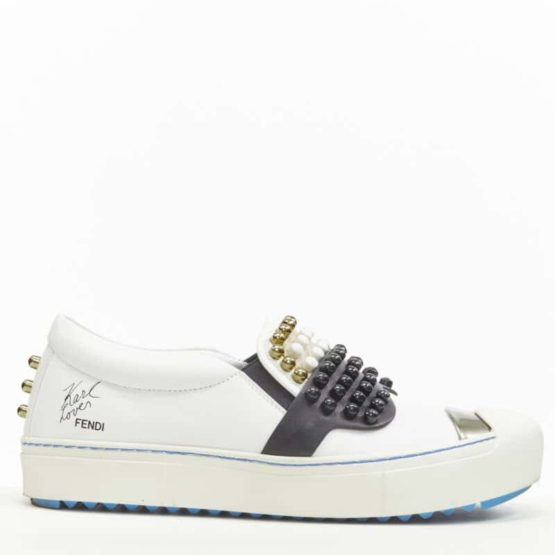 Fendi Karlito Skate Sneakers White Leather Very good - Back View