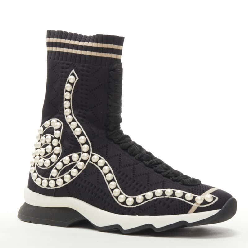 Fendi Pearl Sock Sneakers Black Very good - Front View