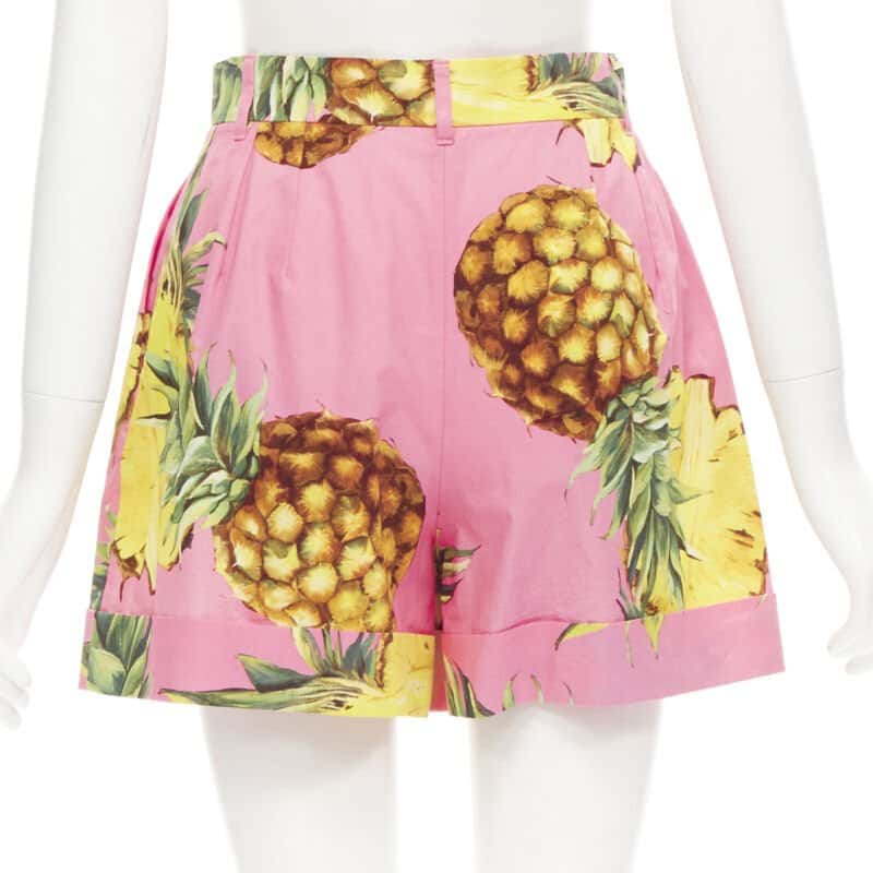 Dolce & Gabbana Pineapple Print Shorts Pink Cotton Very good - Box View