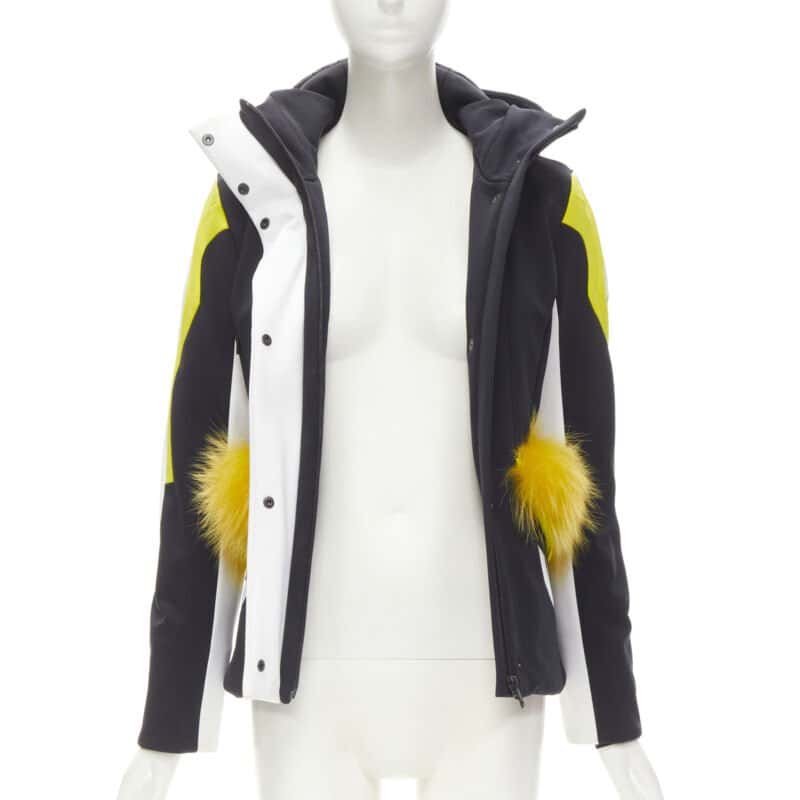 Fendi Black Yellow Ski Jacket Black Never worn, with tag - Inside View