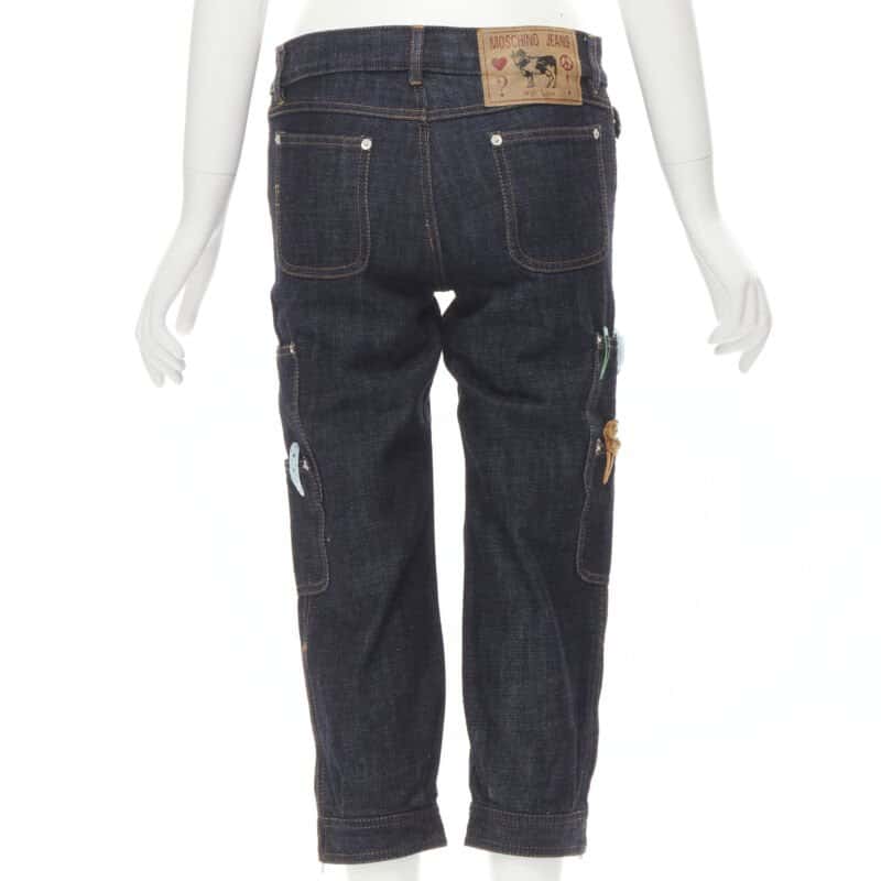 Moschino Denim Embroidered Jeans Blue Very good - Box View