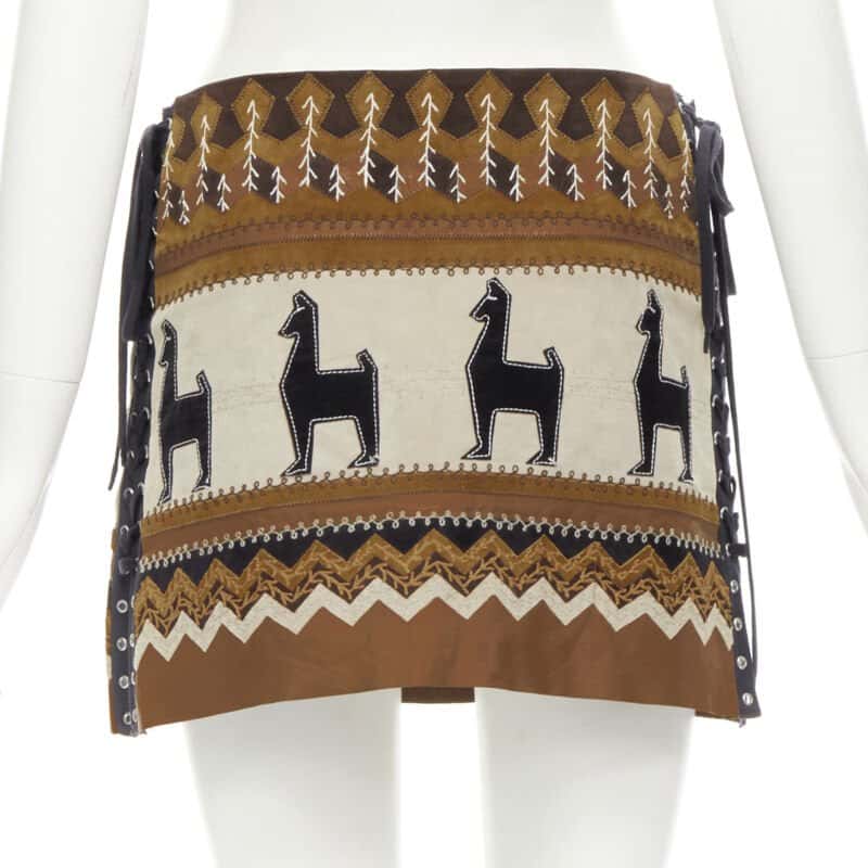 D&G Aztec Suede Skirt Brown Suede Very good - Box View