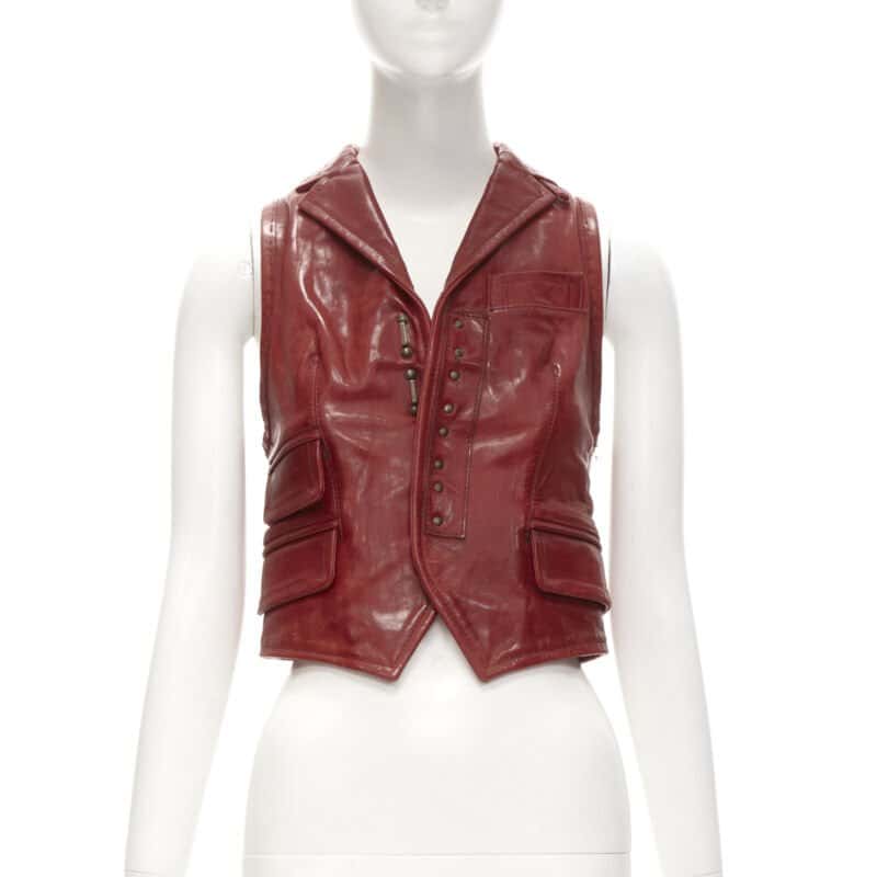 Dsquared2 Cropped Hook Vest Red Leather Very good - Front View