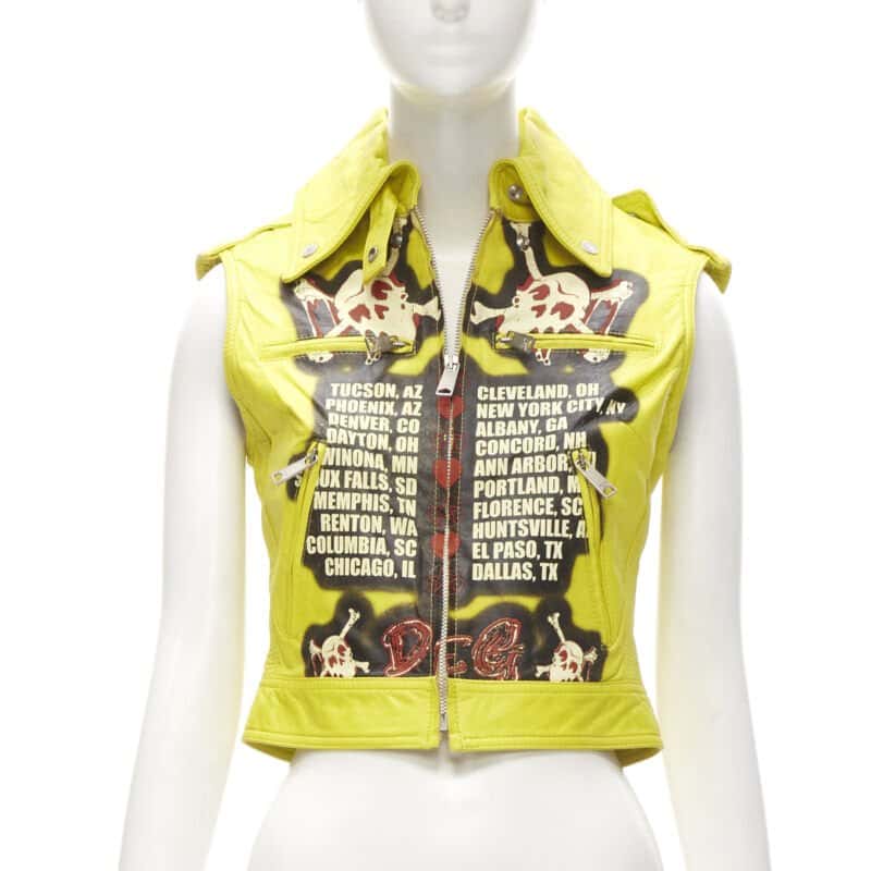 D&G Modern Beauty Biker Yellow Leather Never worn, with tag - Front View