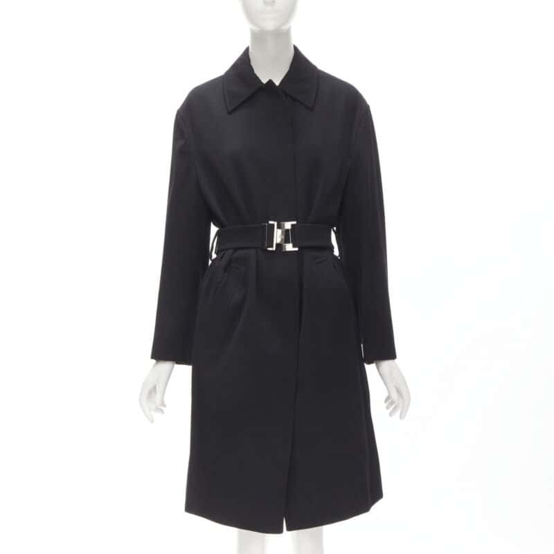 Gucci Black Wool Oversized Coat Black Wool Very good condition - Front View