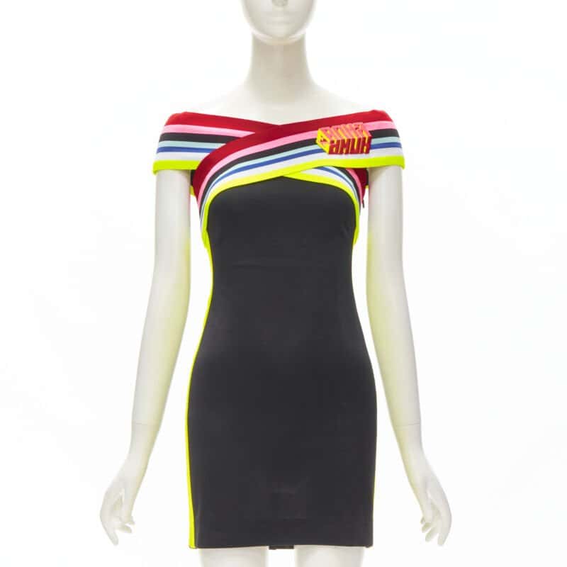 Fendi Cross Strap Dress Black Polyester Very good - Front View