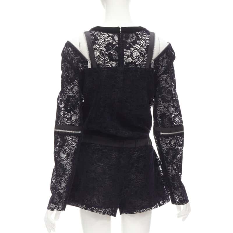 Sacai Velvet Lace Romper Navy Polyester Very good - Box View