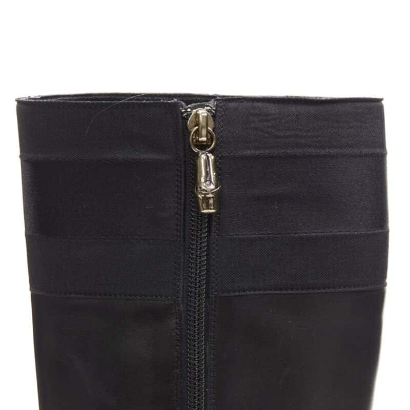 Gucci Strass Back Knee Boots Black Leather Good - Back View