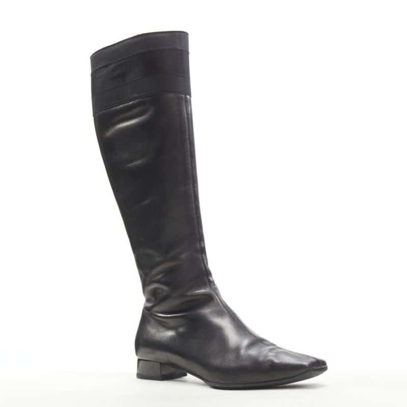 Gucci Strass Back Knee Boots Black Leather Good - Inside View
