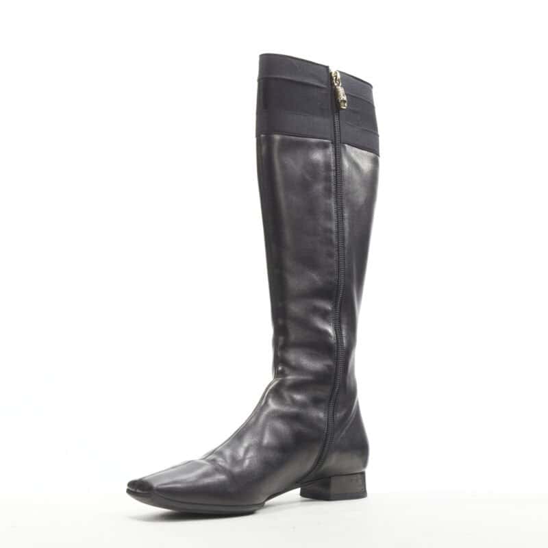 Gucci Strass Back Knee Boots Black Leather Good - Box View
