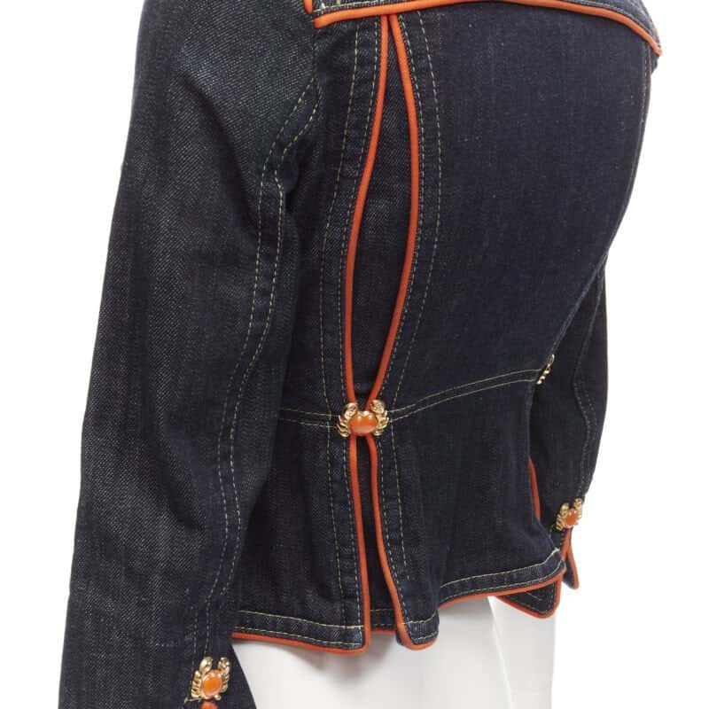 Dsquared2 Orange Denim Cropped Jacket Blue Cotton Very good - Back View
