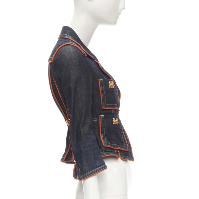 Dsquared2 Orange Denim Cropped Jacket Blue Cotton Very good - Box View