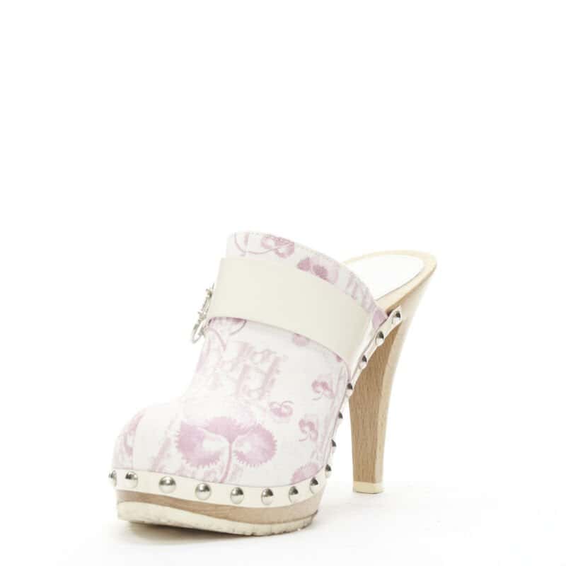 Christian Dior Monogram Wooden Clogs Pink Good condition - Model View
