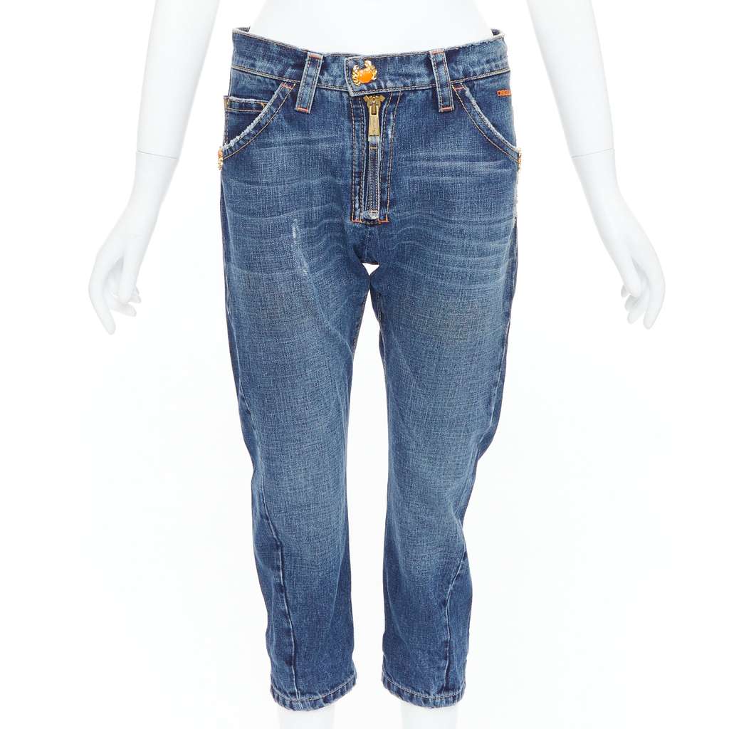 Dsquared2 Orange Cropped Jeans Blue Cotton Very good - Front View