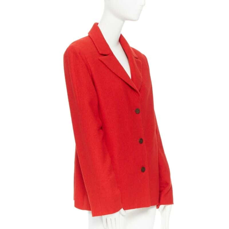 Chanel Lipstick Tweed Blazer Red Wool Good - Front View