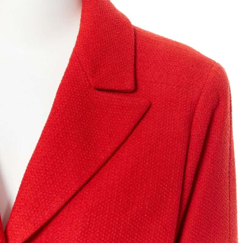 Chanel Lipstick Tweed Blazer Red Wool Good - Back View