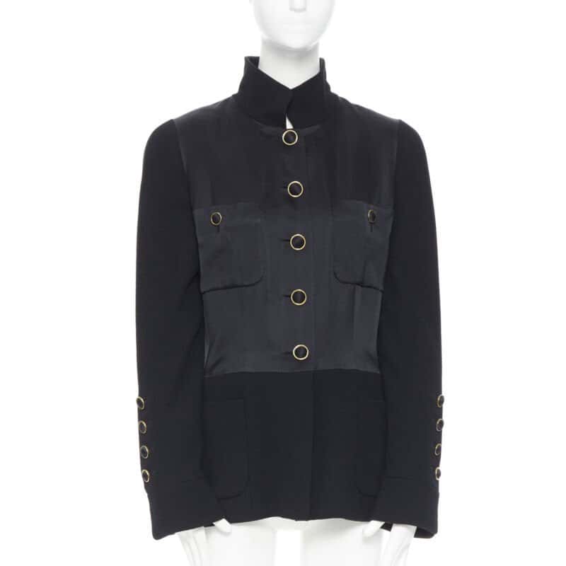 Chanel Black Silk Satin Jacket Black Polyester Very good condition - Front View