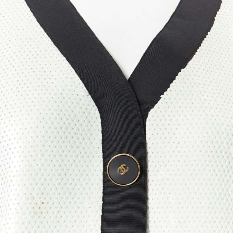 Chanel Sequin Trim Jacket White Polyester Good - Back View
