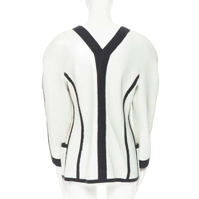 Chanel Sequin Trim Jacket White Polyester Good - Box View