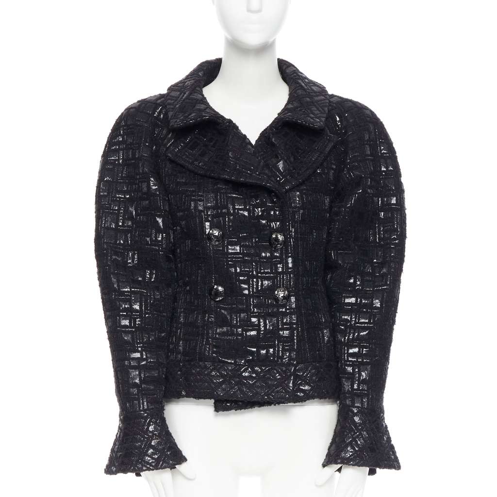 Chanel Cyber Tweed Jacket Black Tweed Never worn - Front View