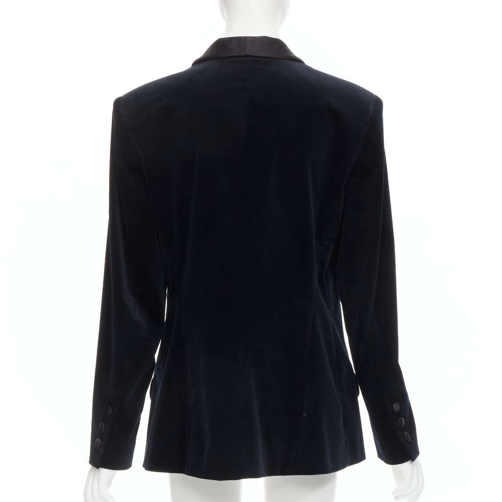 Chanel Velvet Tuxedo Blazer Navy Velvet Never worn - Box View