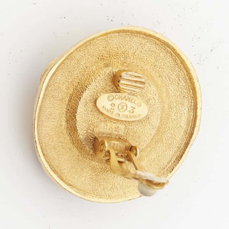 Chanel Gripoix Pearl Earrings Gold Metal Very good - Box View