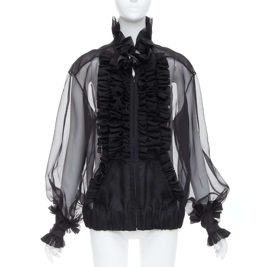 Chanel Sheer Silk Victorian Jacket Black Silk Very good - Front View