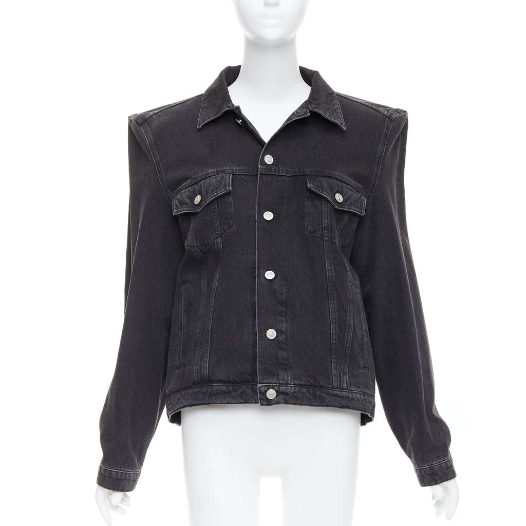 Balenciaga Grey Washed Denim Jacket Grey Cotton Never worn - Front View
