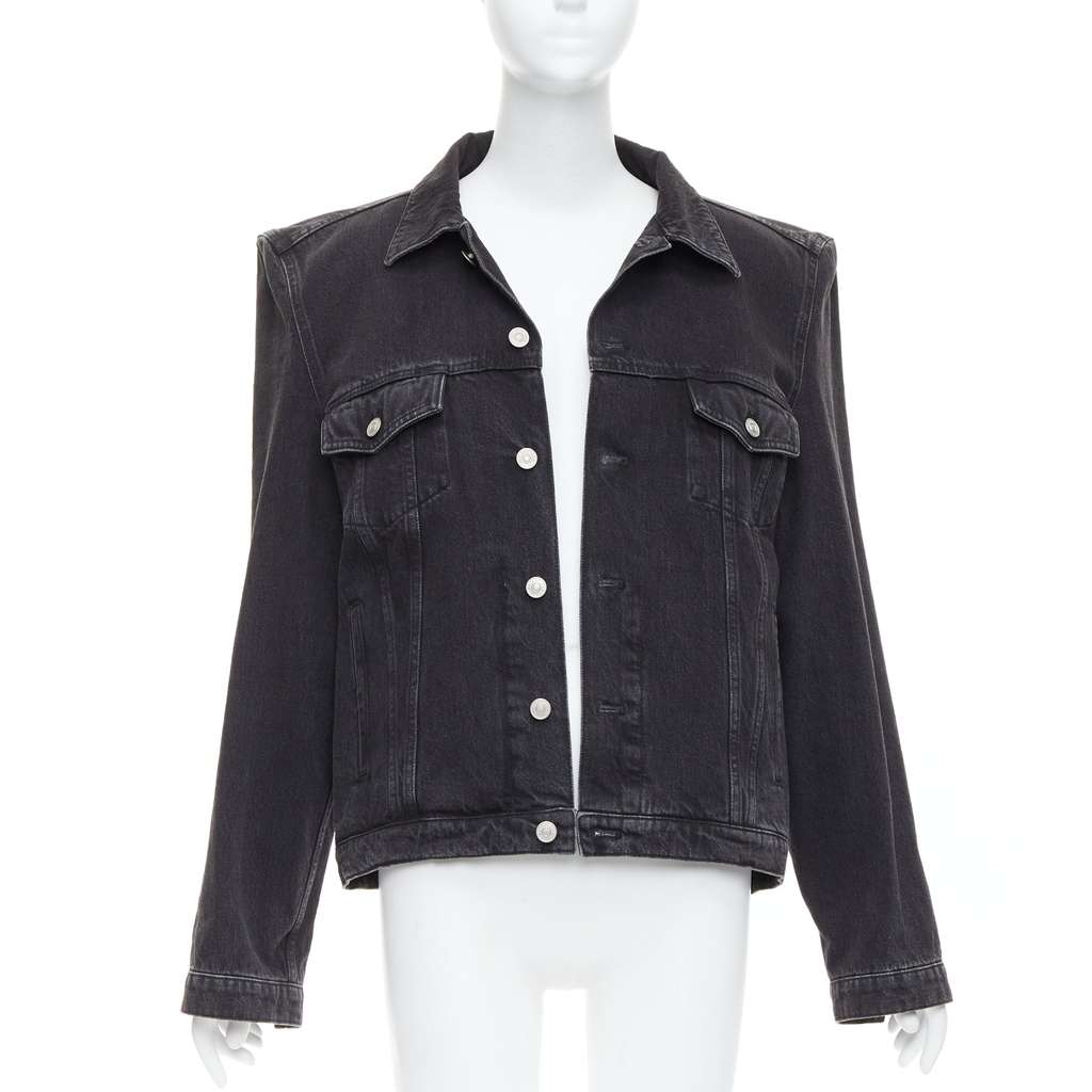Balenciaga Grey Washed Denim Jacket Grey Cotton Never worn - Inside View
