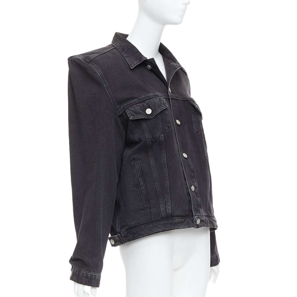 Balenciaga Grey Washed Denim Jacket Grey Cotton Never worn - Model View