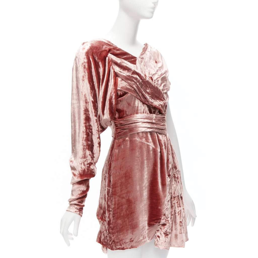 Michael Van Der Ham Velvet Draped Dress Pink Viscose Never worn - Inside View