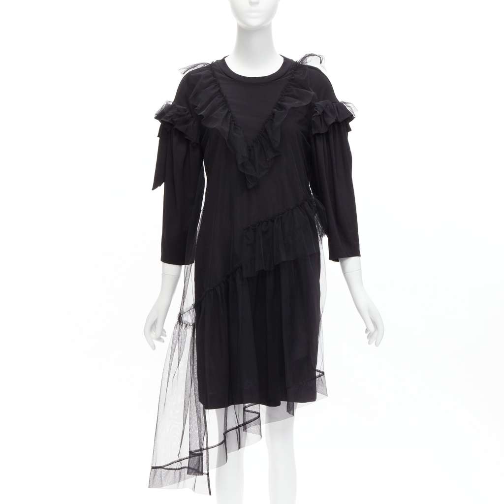 Simone Rocha Tulle Overlay Dress Black Cotton Never worn - Front View