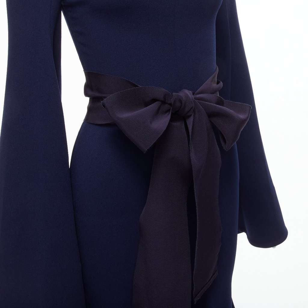Solace London Asymmetric Crepe Dress Navy Polyester Never worn - Back View