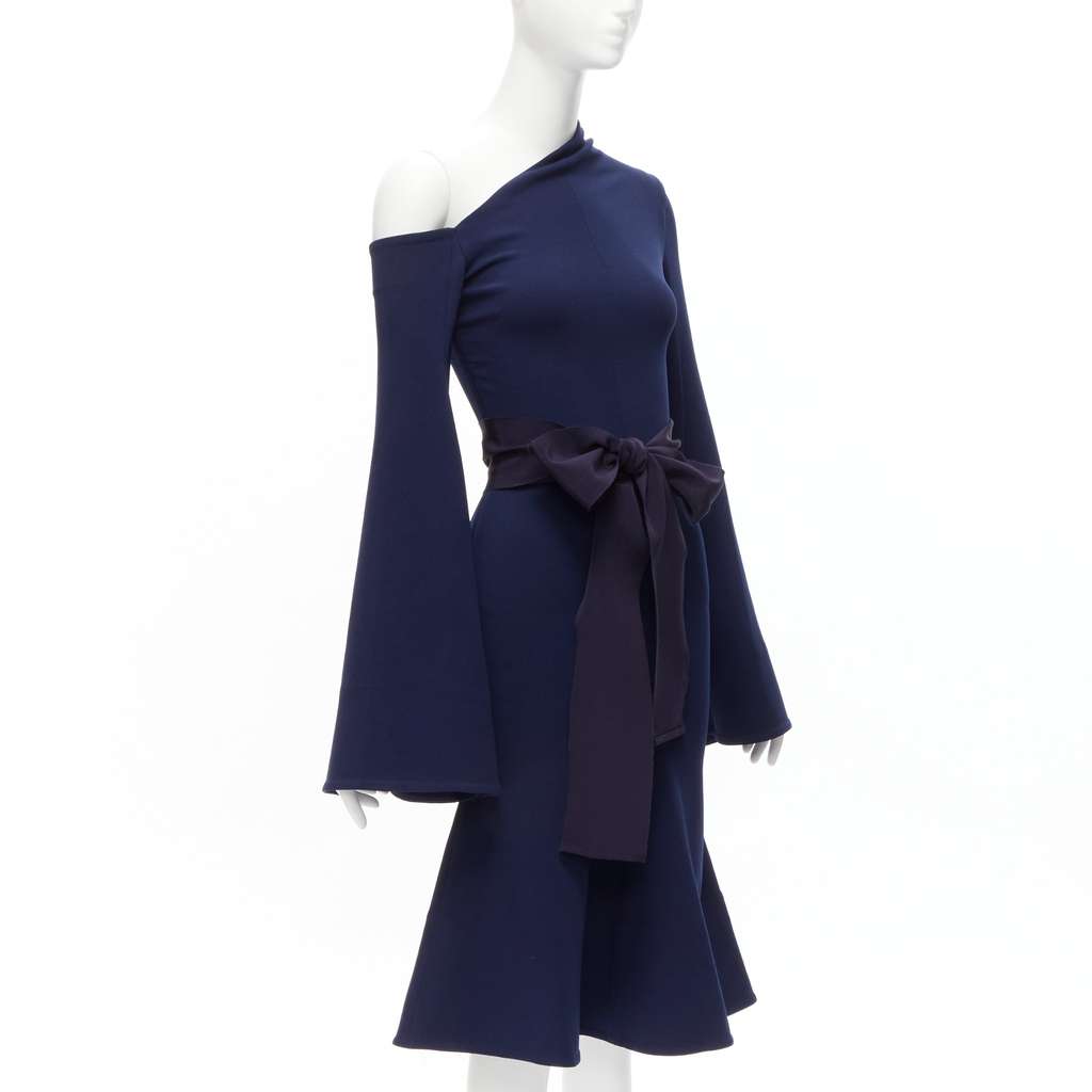 Solace London Asymmetric Crepe Dress Navy Polyester Never worn - Inside View